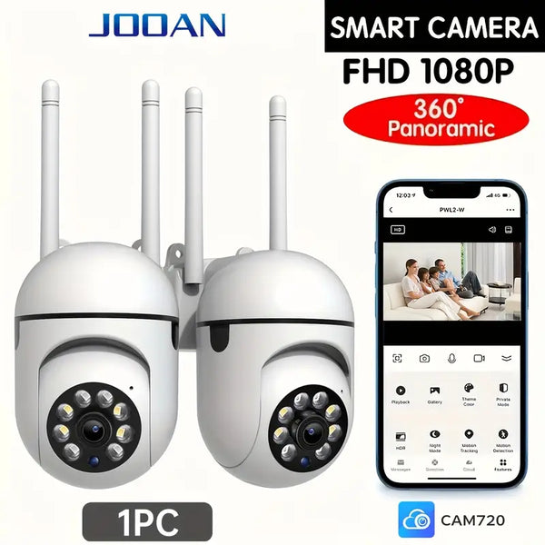 1pc JOOAN Smart Security Camera with 1080P HD, 360° Panoramic View