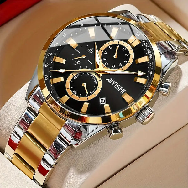 AIYISHI Men's Sport Chronograph Watch with Date Display, High Quality Quartz Movement,