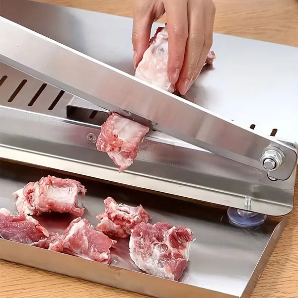 Easy-Clean Stainless Steel Manual Meat Slicer - Perfect for Frozen Beef, Vegetables, and Bones