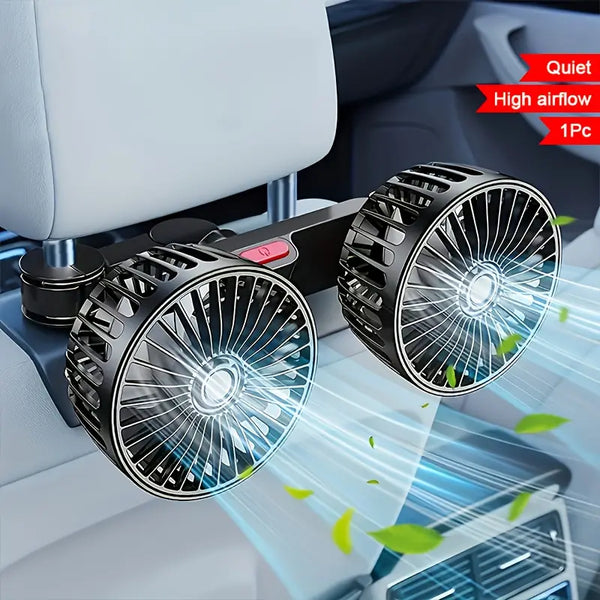 Car-Mounted Fan, Small Car Air Conditioner with Dual Fans, Powerful 360-Degree Rotation,