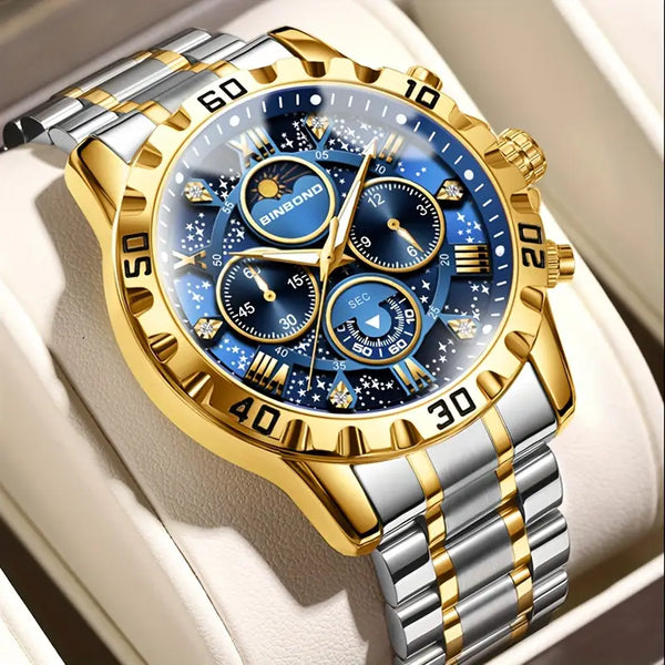 BINBOND Unisex Glossy Quartz Watch - Business Style